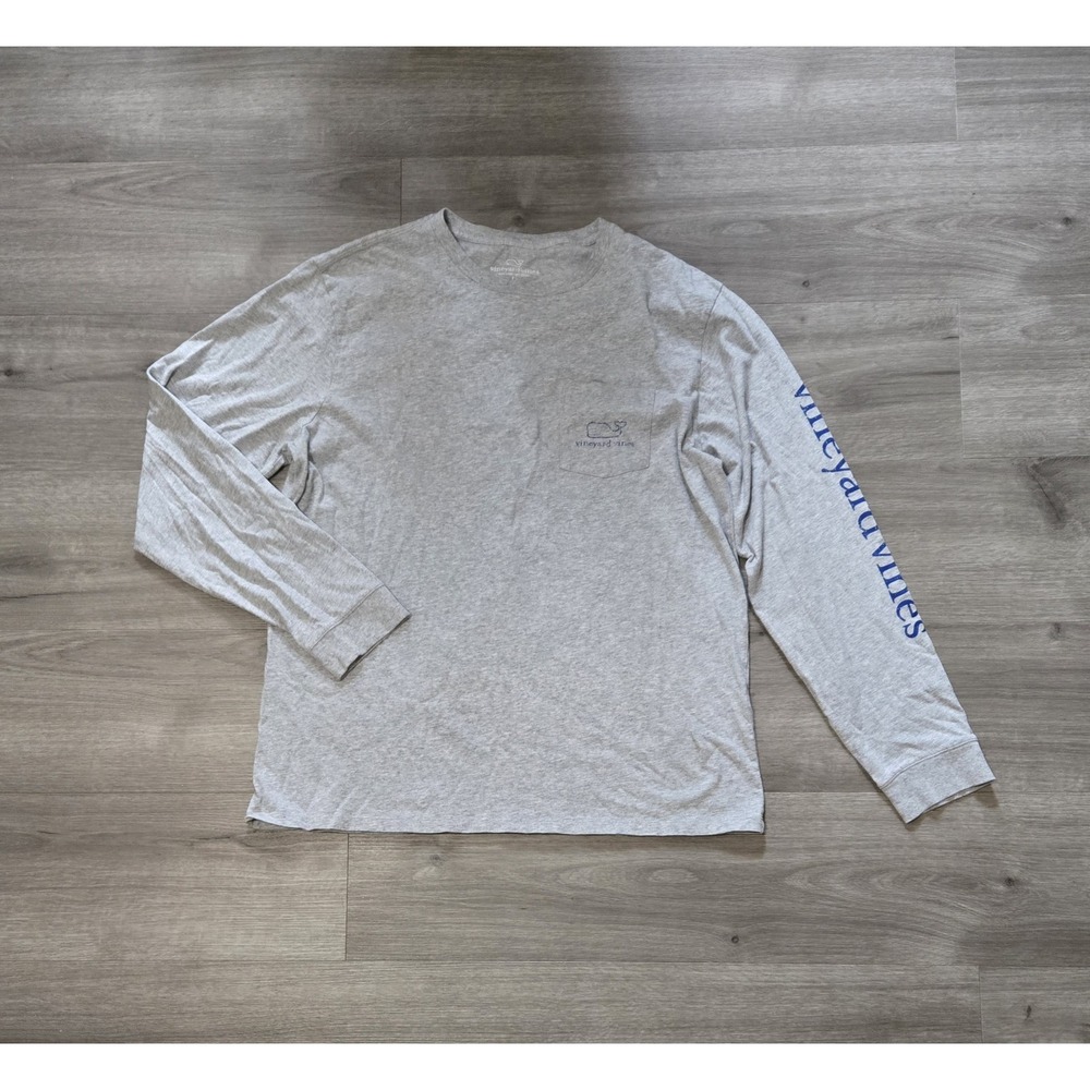 Vineyard Vines Men's Long Sleeve Pocket Tee in Heather Gray
